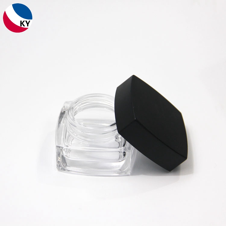 1oz 30g 50g Clear Transparent Square Glass Jar with Silver Color Screw Cap for Face Care Thick Bottom Glass Jar