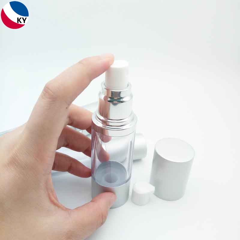 Cosmetic Cream Lotion Bottle Airless Pump Plastic Bottle with Spray Silver White 100ml 50ml 30ml Screen Printing PUMP Sprayer