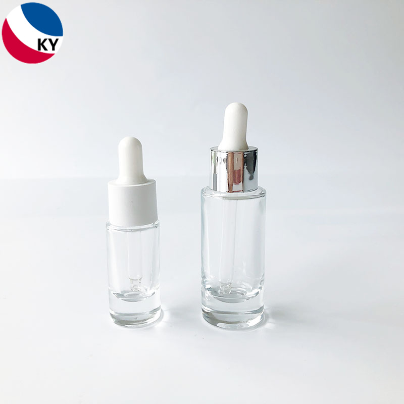 10ml 20ml round clear transparent eliquid serum oil glass bottle with white plastic dropper