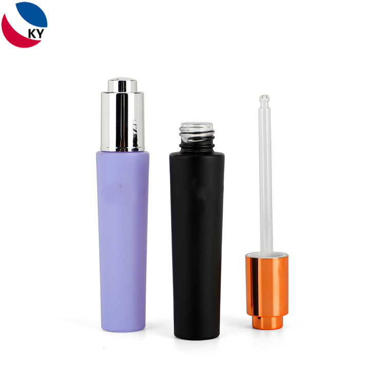 Luxury 30ml Round Matte Black Blue Color High Quality Frosted Glass Bottle Dropper Bottles Push Button Droppe