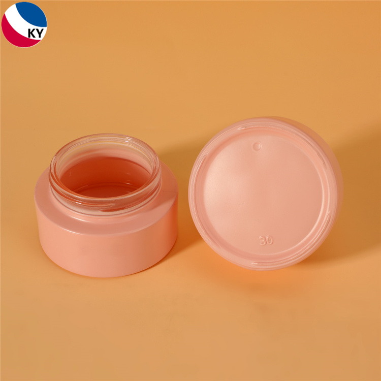 Cosmetic Packaging Thick Bottom 30g 1oz Orange Matte Color Eye Cream Glass Jar Frosted Face Cream Jar with Plastic Cap
