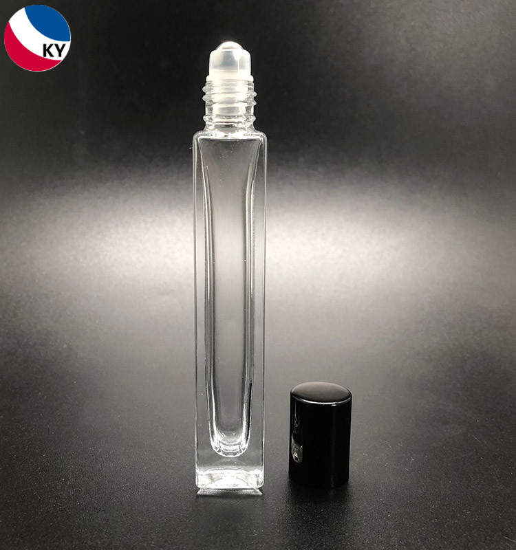 Frosted Transparent Mini Perfume Bottle with Lid Square Empty 10ml Glass Roll on Bottle Personal Care