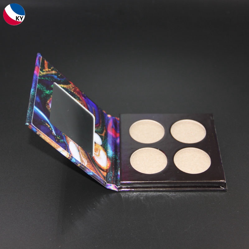 Round 4 Colors Square Private Label Empty Paper Eye Shadow Palette with Mirror Custom Cosmetic Powder Compact