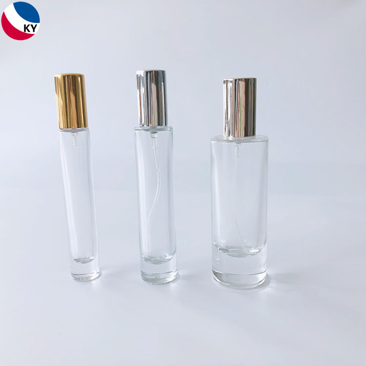 Custom Clear Luxury thick bottom cylinder round shape long Mist Spray 10ml 15ml 30ml Wholesale Empty Glass Perfume Bottle