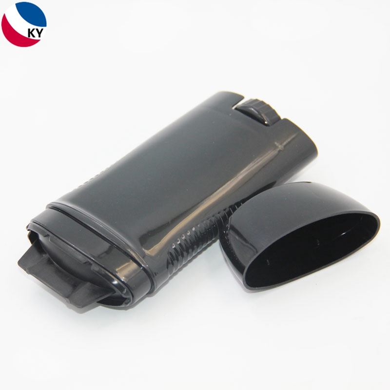 80g PP Plastic Black Color Deodorant Bottle Oval Shape Cosmetic Packaging Sun Stick Deodorant Bottle