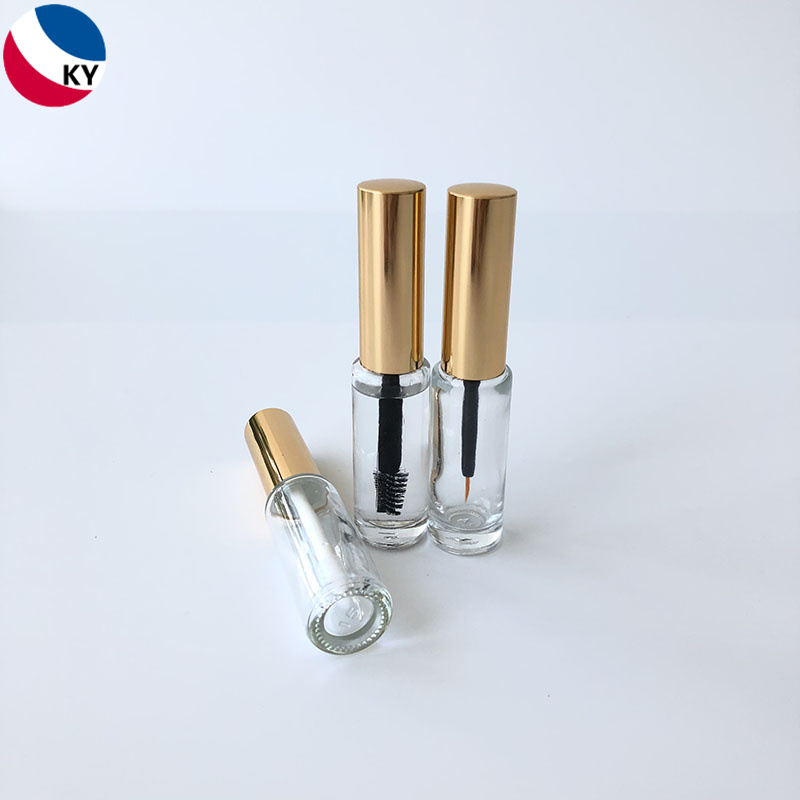 Glass Lipgloss Tube Glass Bottle with Mascara Brush 3ml Clear Transparent Gold Silver Color Lid with Brush 3g