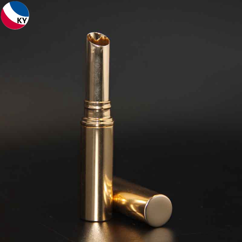 3.5g Cosmetic Packaging Lip Balm Tube Luxury Thin And Long Round Lipstick Tube Gold Color Round Lipstick Container