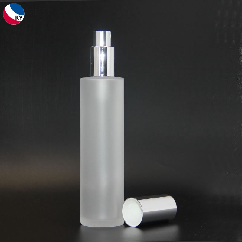 100ml Frosted Clear Cylinder Round Glass Bottle with Silver Sprayer Pump Cap Perfume Glass Bottle