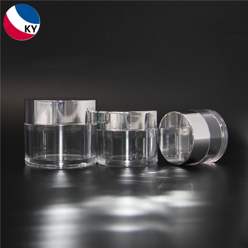 Luxury PETG Plastic Cream Container Empty 15g 30g 50g Clear Cream Plastic Jar with Silver Plastic Lids