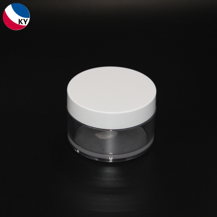 30g 50g Custom White Color Round Shincare Face Cream PETG Wide Mouth Clear Plastic Jar with White Cap Cosmetic Container