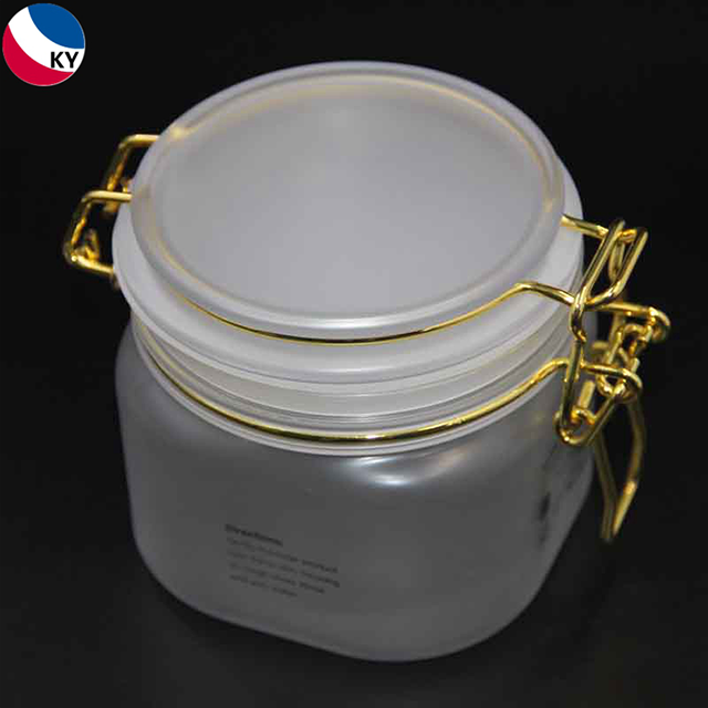 Wholesale 10Oz Square Plastic Jars Cream Square Cosmetic Gold Cream Jar For Body Lotion