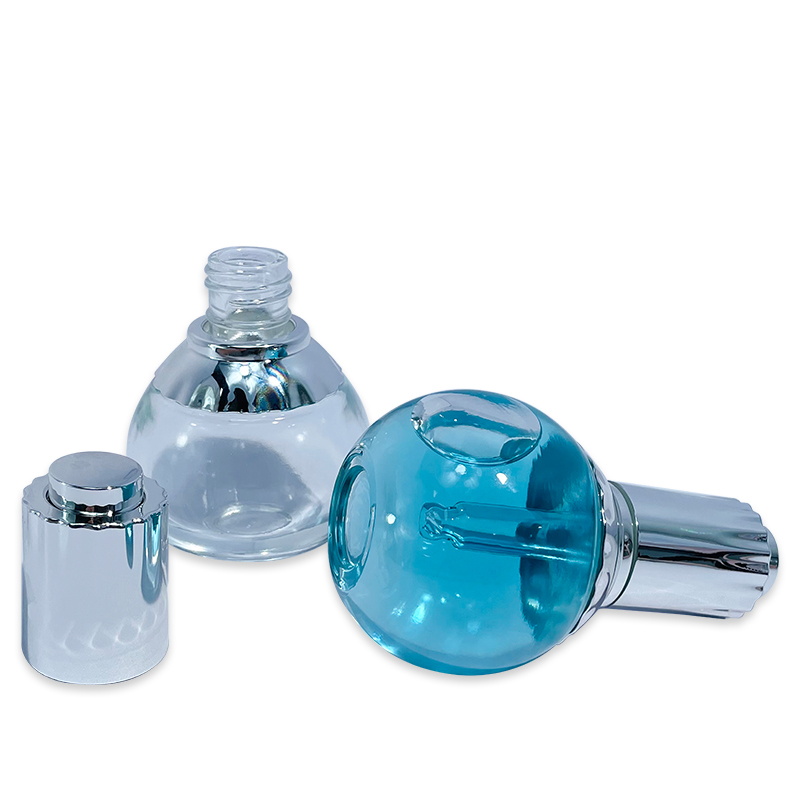 High Quality transparent 40ml Empty ball shape glass essential oil dropper Bottle push button dropper Skin Care Packaging