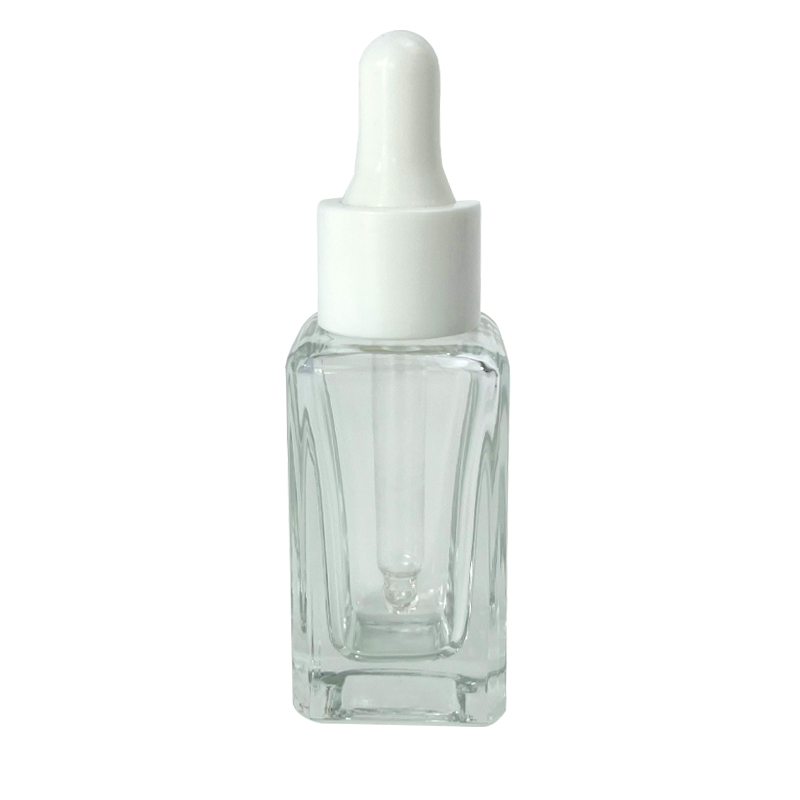 New design 15ml square Thick Bottom Glass Dropper Bottle Cosmetic Serum Transparent Essential Oil Glass Bottle