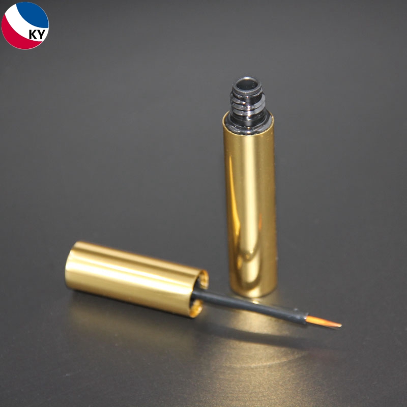 3ml Custom Color Aluminium Cosmetic Empty Shiny Gold Color Liquid Eyeliner Tubes Eyelash Container