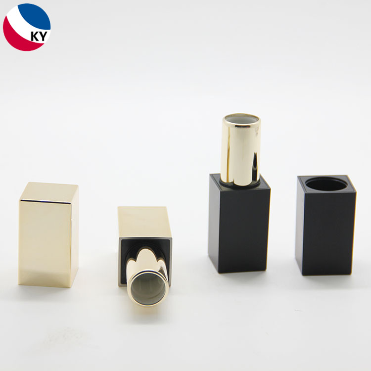 Square Lipstick Tube with Magnet Lipstick Container Gold Color Luxury Cosmetics Plastic Screen Printing