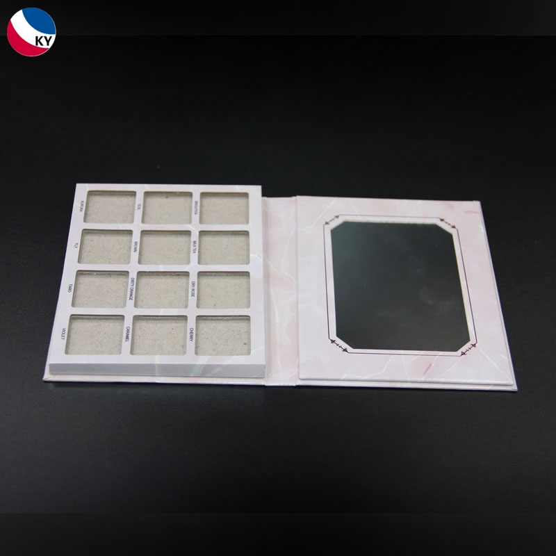 12 Colors Square Private Label Empty Paper Eyeshadow Palette with Mirror Custom Pearl White Powder Compact