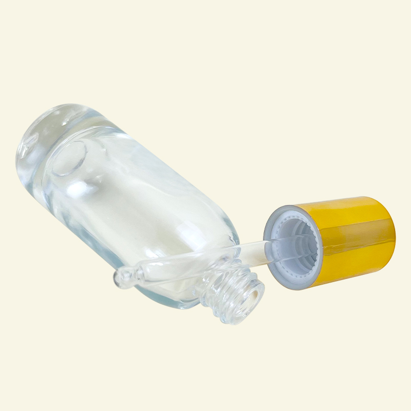 High Quality 1oz 30ml Clear Shoulder Round Thick Bottom Glass Dropper Bottle Cosmetic Serum Essential Oil Push Button Dropper Bottles 
