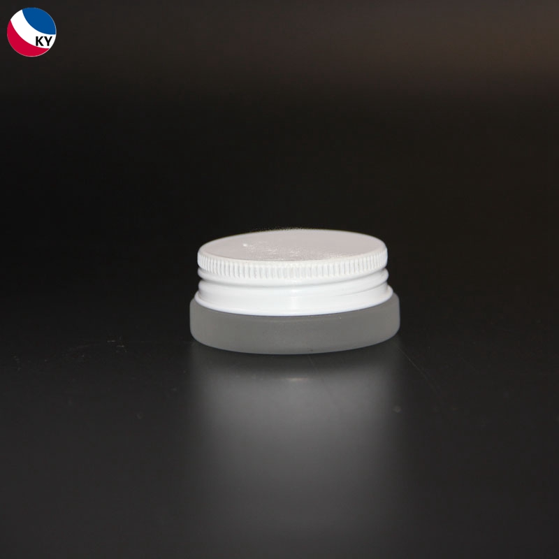 Mini Glass Cream Jar Thick Bottom Round 5G 5Ml Concentrates Frosted Glass Jars With White Color Aluminium Cap