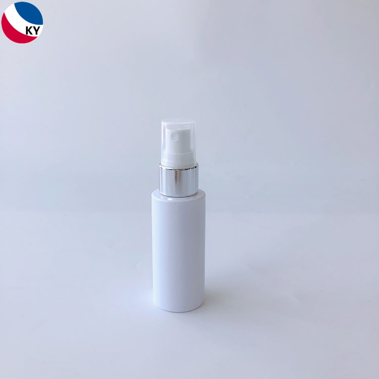 60ml Travel Use Plastic PET White Alcohol Sanitizer Cylinder Round Shape Plastic Mist Spray Bottle