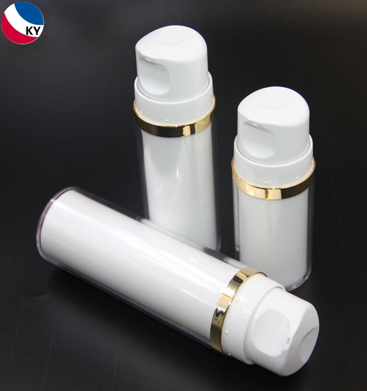 50ml 100ml 150ml Plastic White Gold Custom Color Cosmetic Airless Pump Bottle Acrylic Double Wall 