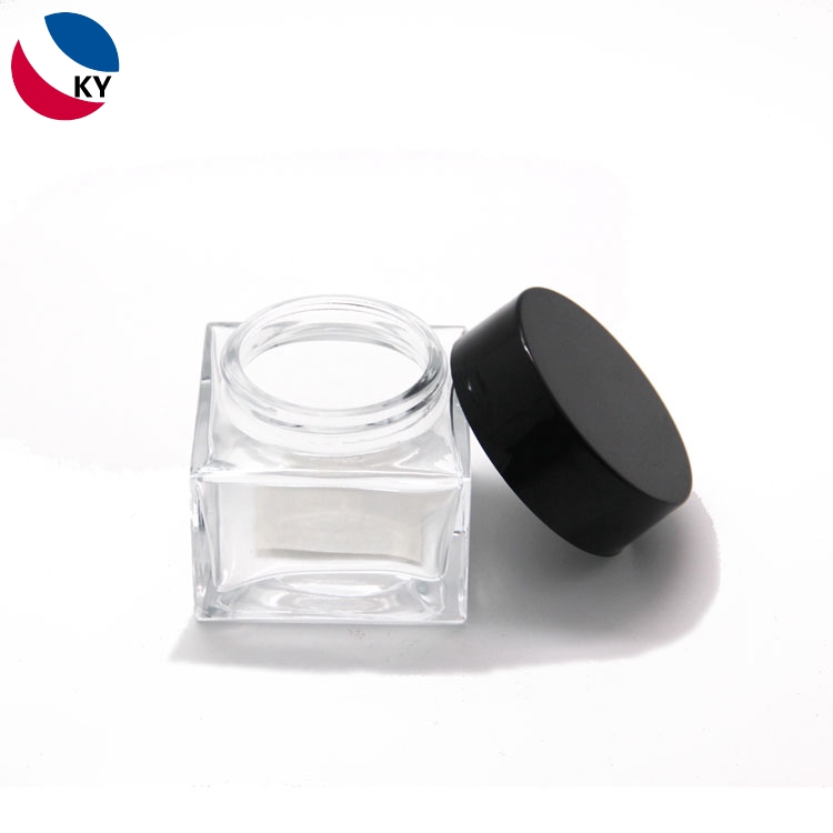 100g 200g Clear Square Glass Container Large Glass Jars for Body Butter Thick Bottom for Face Cream Cosmetic Jar Container