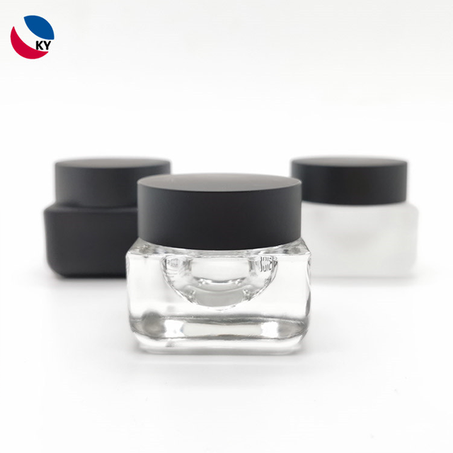 New Design 15ml 0.5oz square frosted cosmetic scrub luxury glass jar
