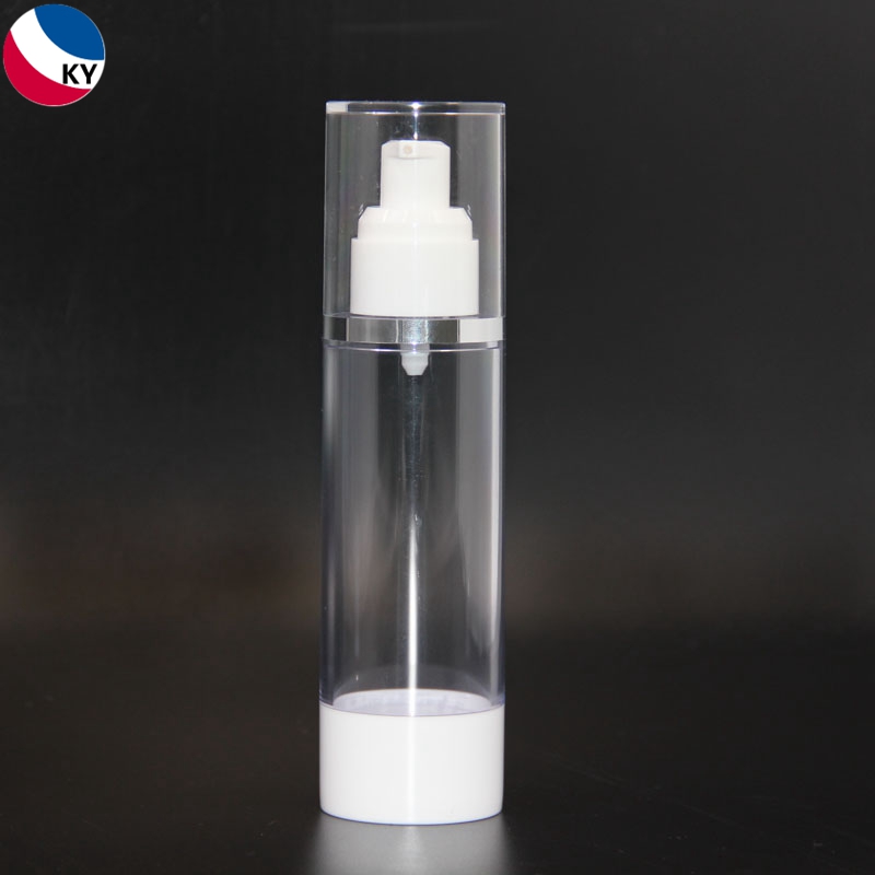 Luxury Round 50Ml 100ml AS Plastic Airless Lotion Clear Transparent Pump Bottle With White Pump