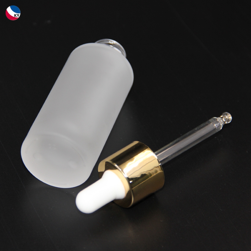 1oz 30ml 50ml Round Cylinder Shape Frosted Clear Glass Dropper Bottle Face Oil Bottle Cosmetic Container