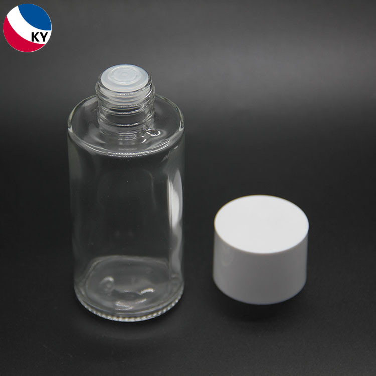 4oz Flat Shoulder Clear Toner Glass Bottle with Screw Lid 120ml 100ml Glass Bottle with Screw Cap