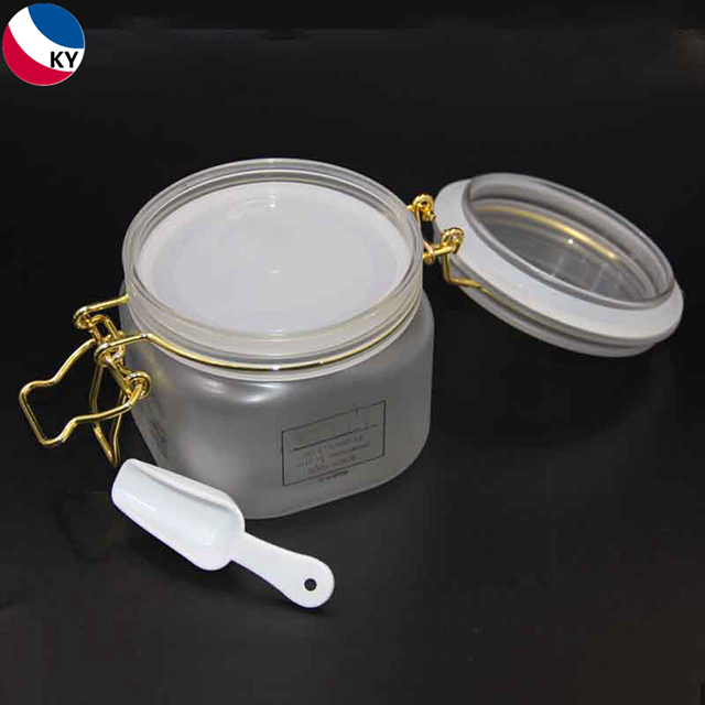 Wholesale 10Oz Square Plastic Jars Cream Square Cosmetic Gold Cream Jar For Body Lotion